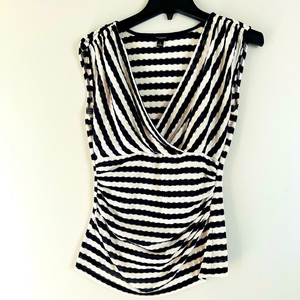 Ann Taylor Blue and White Blouse